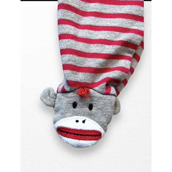 Le Top Sock Monkey Footed Sleeper, 6 Months - Picture 4 of 7